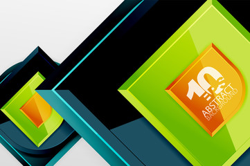 Obraz premium Glossy glass squares with round elements geometric composition. Abstract geometric background with 3d effect composition For Wallpaper, Banner, Background, Card, Book Illustration, landing page