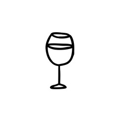 glass of wine doodle icon