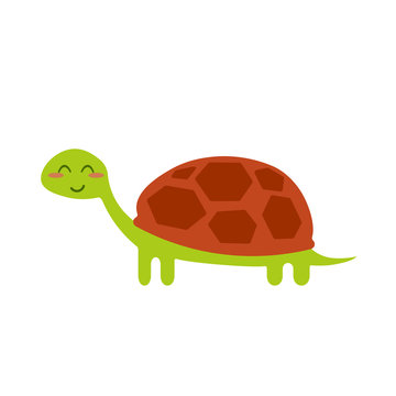 Cute kawaii turtle icon. Clipart image isolated on white background