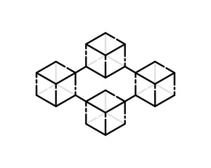 thin line cubes like simple blockchain