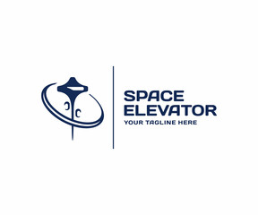 Space elevator logo design. Non-rocket space launch vector design. Cosmos and space lift logotype