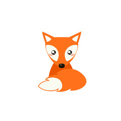 Obraz premium Cute kawaii fox icon. Clipart image isolated on white background
