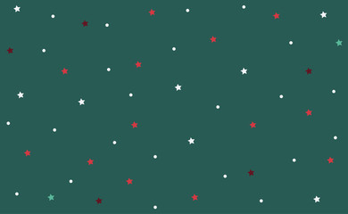 Christmas seamless background concept: cute and colorful stars with white snow ball. Design for happy new year and Christmas day. 