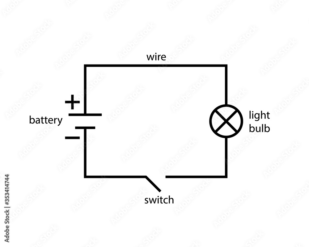 Wall mural Simple circuit diagram icon. Clipart image isolated on white background