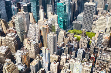 Aerial view of Manhattan on a sunny day, New York City, USA.