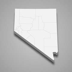 Nevada 3d map state of United States Template for your design