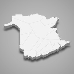 New Brunswick 3d map province of Canada Template for your design