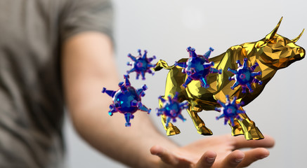 Financial stock graph has down from virus corona outbreak..