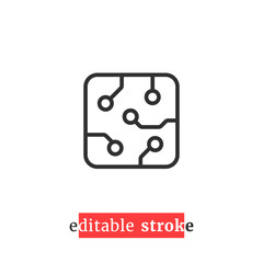 minimal editable stroke microchip icon