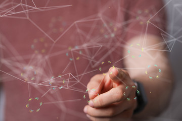 cloud binary code interface digital touch