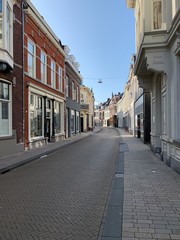 Empty Nieuwlandstraat street at Tilburg city, Netherlands.
