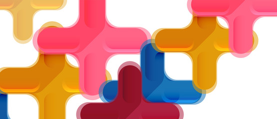 Glossy multicolored plastic style cross composition, x shape design, techno geometric modern abstract background. Trendy abstract layout template