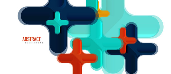 Glossy multicolored plastic style cross composition, x shape design, techno geometric modern abstract background. Trendy abstract layout template