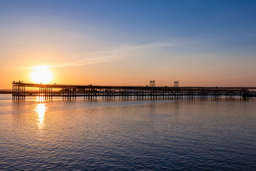 Mining pier known as the Tinto Dock  at sunset 