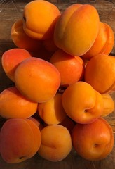 Delicious fresh apricots on the table macro