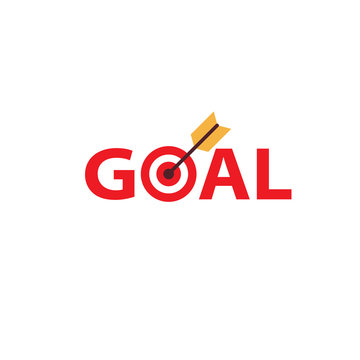 Goal text icon. Clipart image isolated on white background