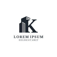 Building With Letter K Monogram Logo Design