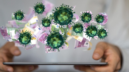 Financial stock graph has down from virus corona outbreak..