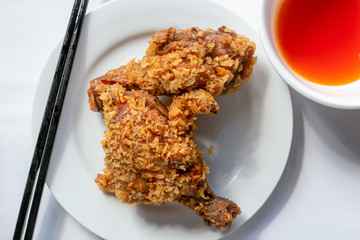 fried chicken legs with sauce