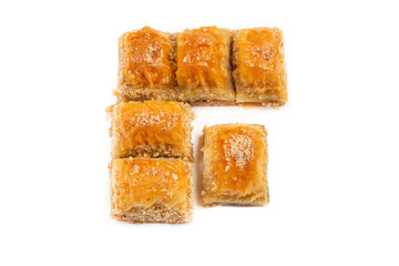 Delicious sweet baklava isolated on white background.