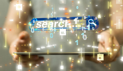 Obraz premium digital search bar engine touch digital 3d concept
