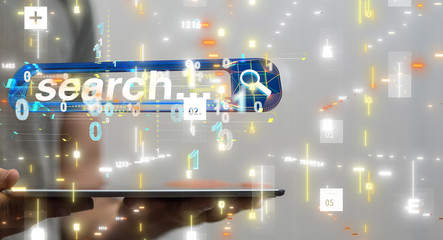 Fototapeta na wymiar search bar engine touch digital 3d