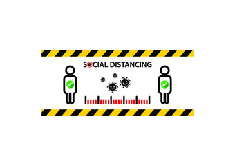 Social distancing. Keep 1-2 meter distance. Concept for Coronavirus epidemic protective. Vector illustration