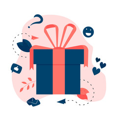 Gift box. Promotion of online store or shop loyalty program and bonus. Vector illustration for advertisement.	
