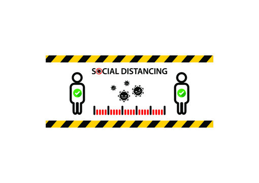 Social distancing. Keep 1-2 meter distance. Concept for Coronavirus epidemic protective. Vector illustration