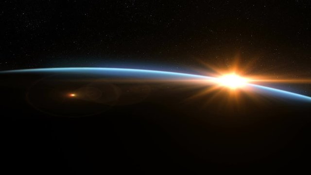 Beautiful Space Background, Earth at Dawn. High Detailed 3d Animation, Ultra HD 4K 3840x2160