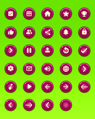 Set of Mobile Game Buttons with Icons - Graphical User Interface Kit