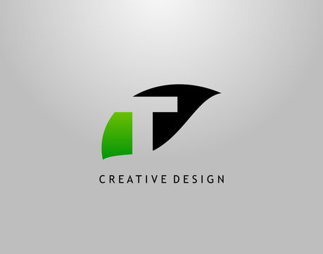 T Letter Logo. Modern Abstract  of Initial T With Simple Leave Shape. Eco Nature Concept Design.