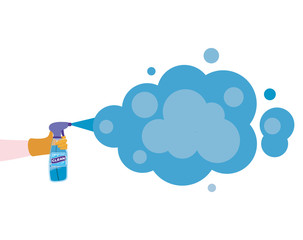 Clean spray bottle with smoke vector design