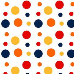 abstract background with dots of different size small big and different colors blue orange red beige vector
