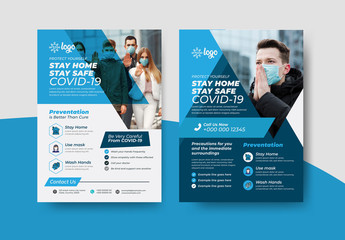 COVID-19 Flyer Layout Pack with Blue Accents