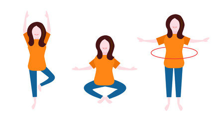 The girl does physical exercises. Vector illustration.