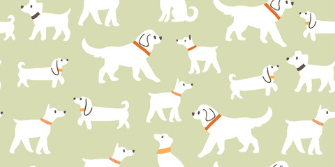 seamless pattern with cute white dogs