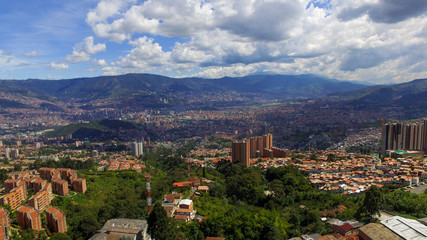 Fototapeta na wymiar Panoramic view of the city of Medellin from the mountains of the west, Medellin, Antioquia, Colombia.
