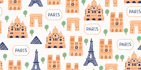 seamless pattern- tourist paris landmarks - 353427178