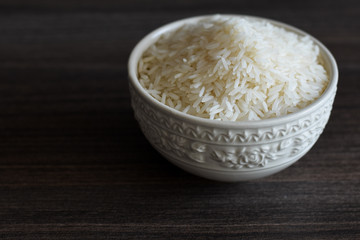 Uncooked Rice in a Bowl.