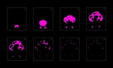 Poison explosion effect. Explosion Animation effect. Animation Sprite sheet for games, cartoon or animation. vector style animation effect 1084.
