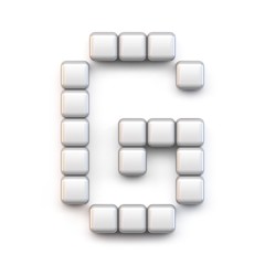 White cube, pixel font Letter G 3D
