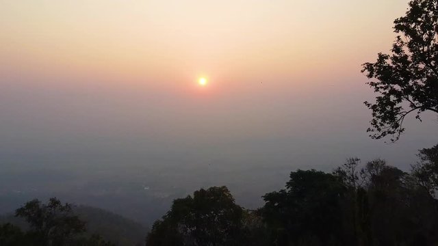 Sunrise scene  at Doi Koa Mung in Sukothai,Thailand