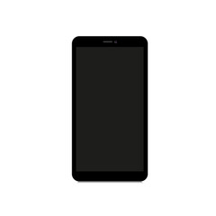 Smartphone with blank black screen. Realistic phone mockup.