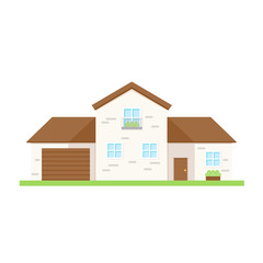 This is a facade of the house is with a garage. Cute illustration.