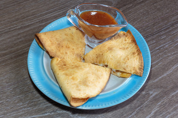 Traditional mexican quesadilla with cheese.