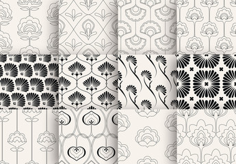 Black and White Seamless Patterns Set