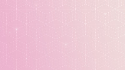Seamless 3d cubes or blocks, data connection network on light pink background. Abstact geometric isometric projection in 4k resolution.