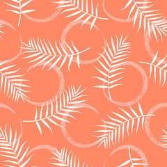 Tropical seamless pattern with leaves. Vector illustration.