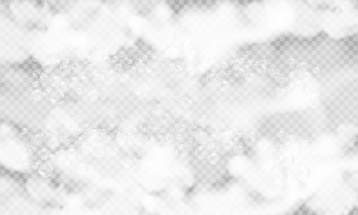 Bath foam isolated on transparent background. Shampoo bubbles texture.Sparkling shampoo and bath lather vector illustration.